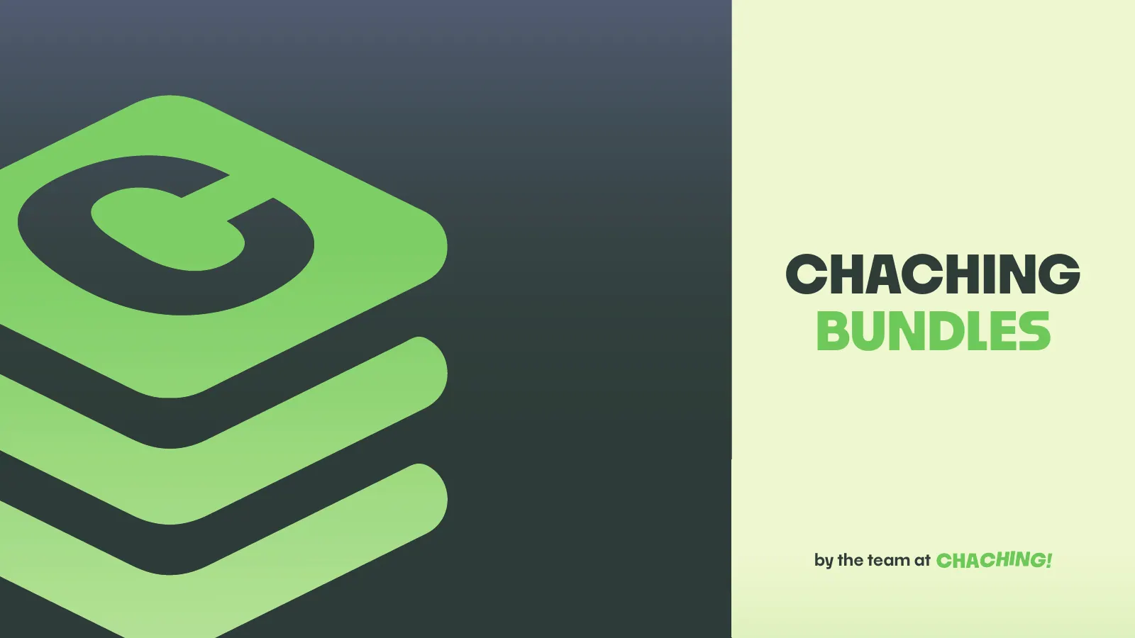 شعار Chaching Bundles الأخضر على خلفية داكنة