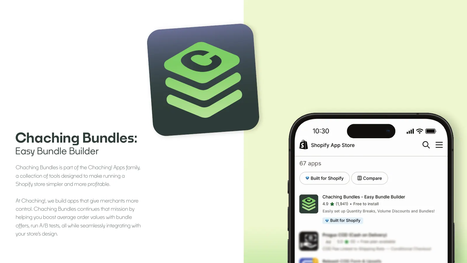 أيقونة Chaching Bundles وصفحة المتجر