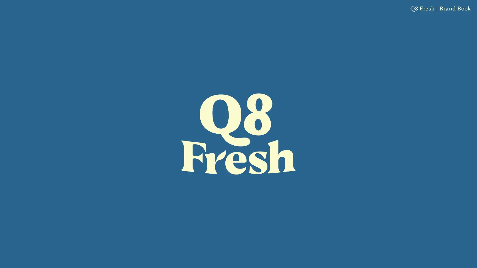 شعار Q8 Fresh الكريمي على أزرق غامق