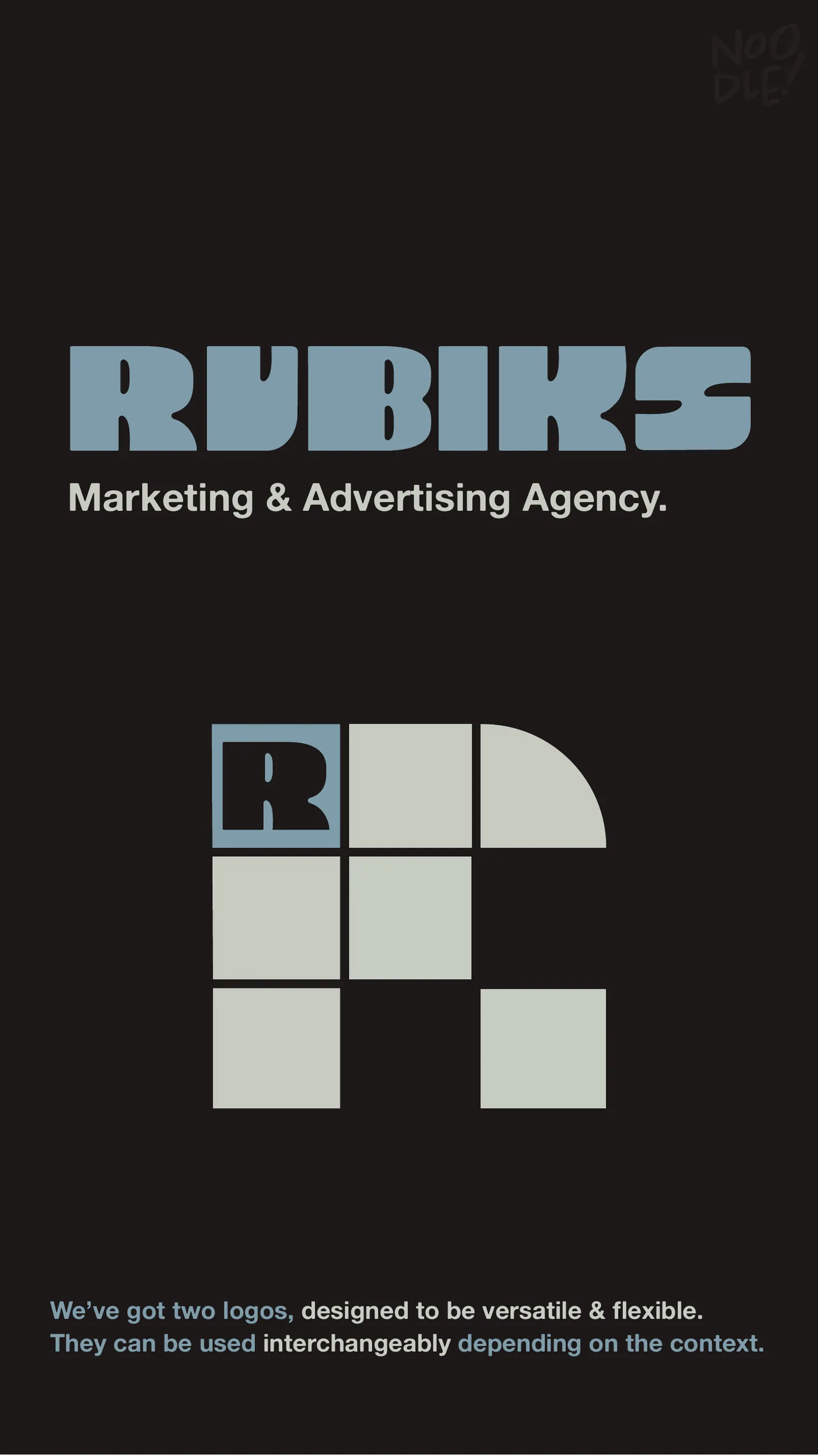 شعار Rubiks وحرف R على الأسود